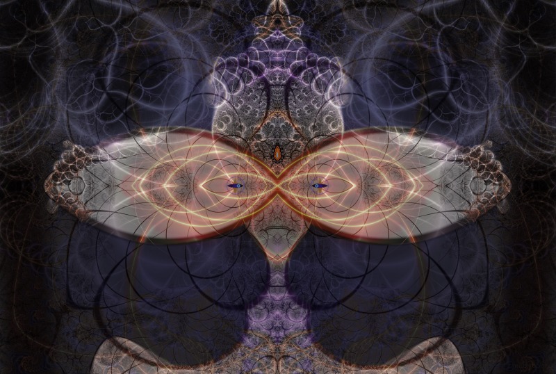 An ornate psychedelic digital fractal painting of an Alien entitled - Extraterrestrial Influencer