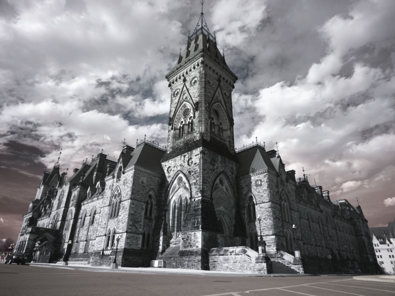 Infrared Photo of Canada Parliament East Block from the corner